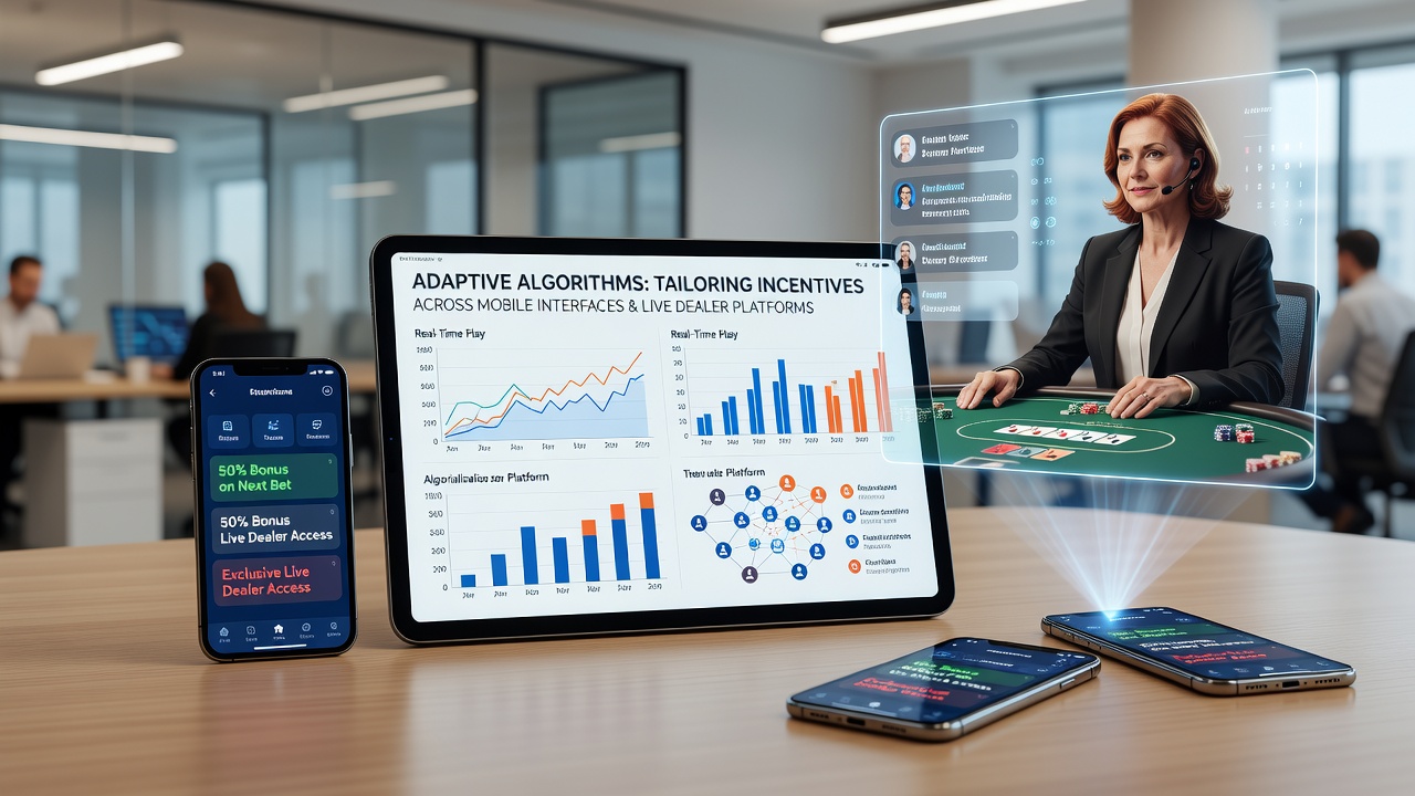 Live dealer platform dashboard displaying real-time algorithmic adjustments to promotional incentives for players