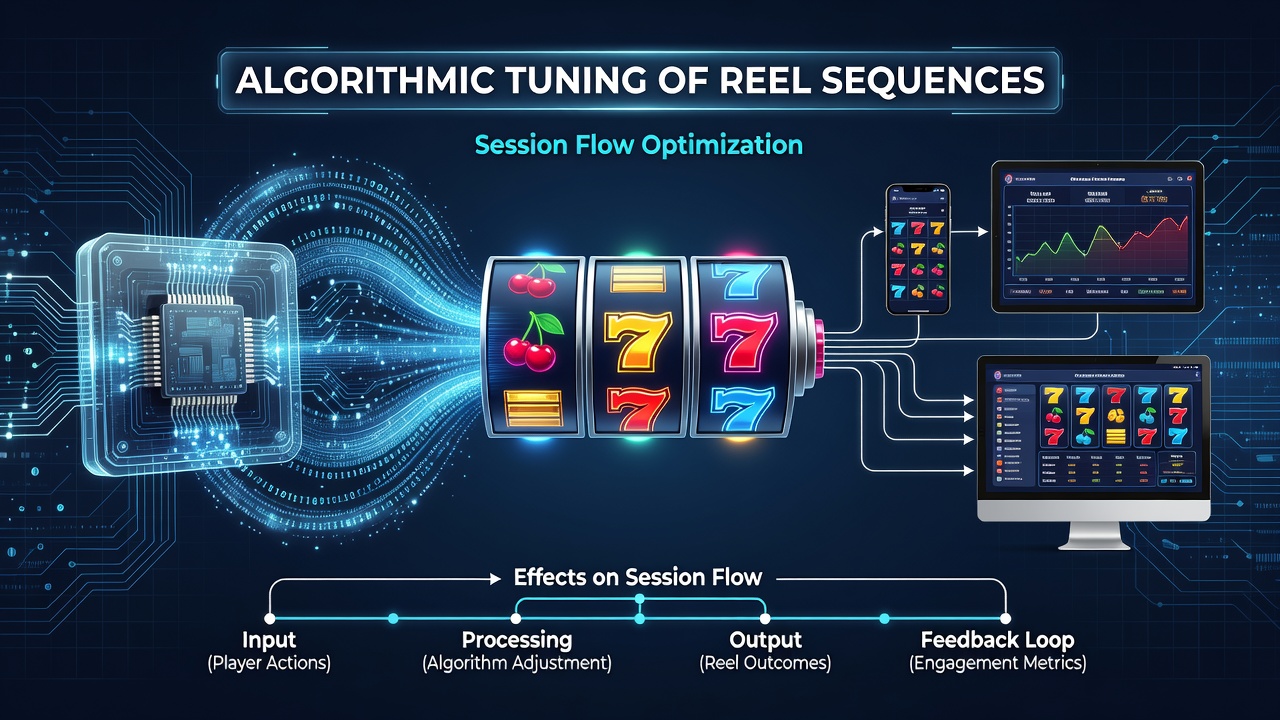Digital slot interface displaying reel sequence adjustments on multiple devices