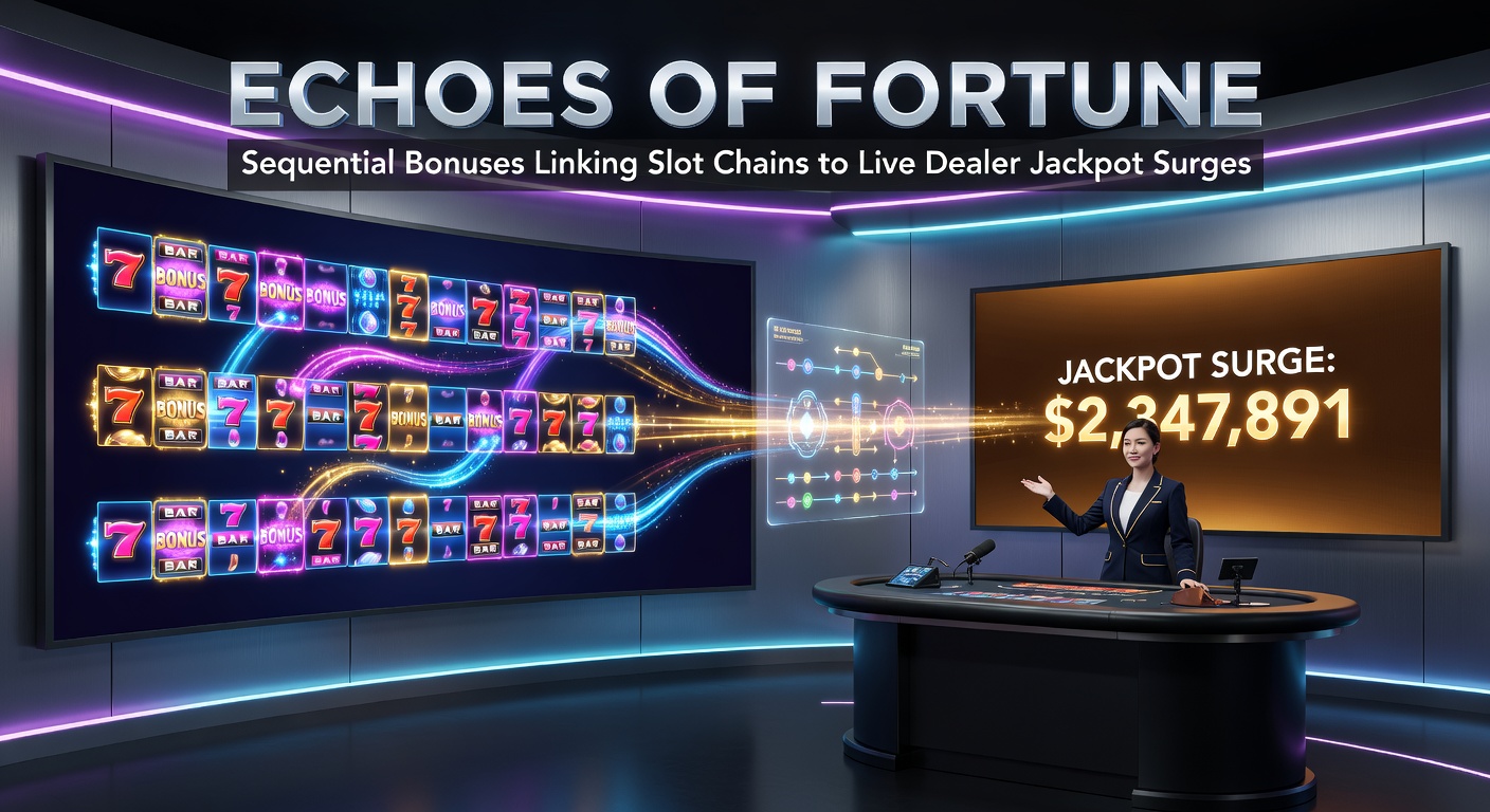 Live dealer at a blackjack table with overlaid slot bonus chains feeding into a massive, pulsing jackpot display, capturing the surge moment