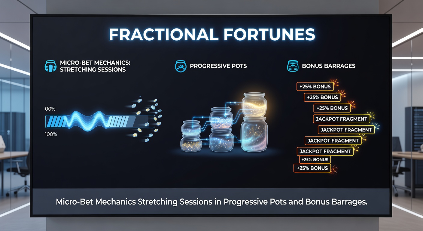 Close-up of a slot interface showing fractional bet sliders, exploding bonus rounds, and a progressive jackpot ticking upward amid colorful reels