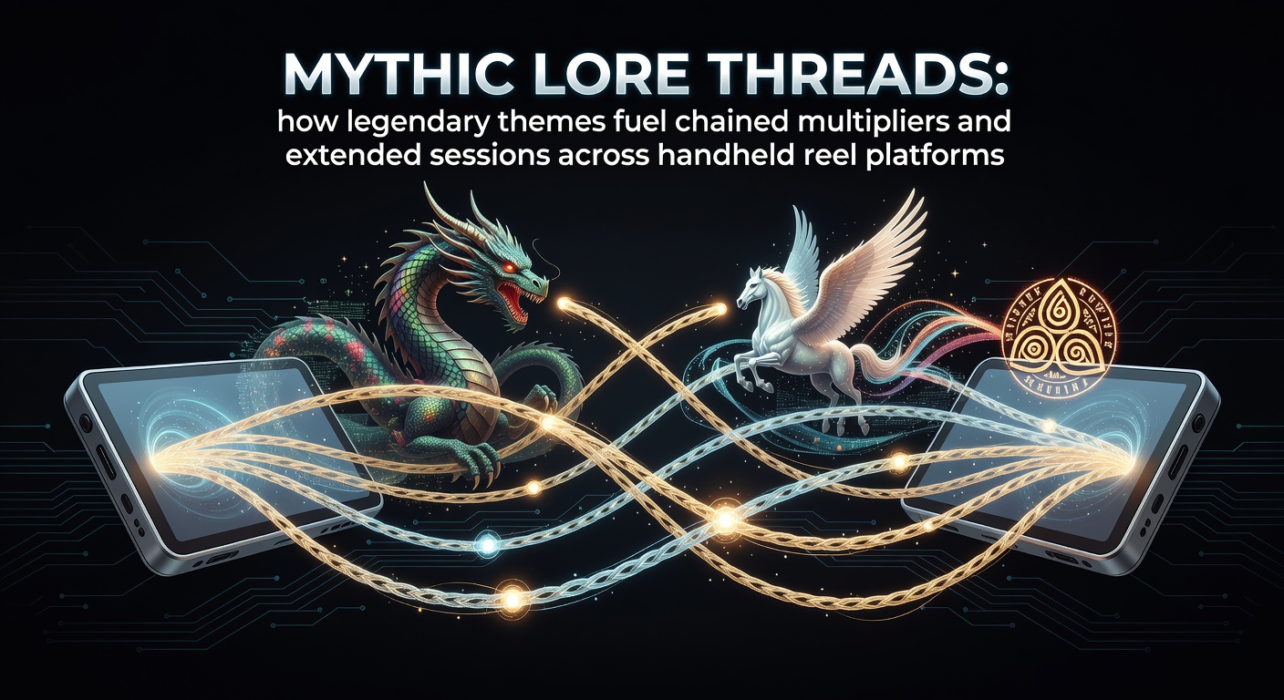 Mythic-themed slot reels displaying chained multipliers on a handheld device screen