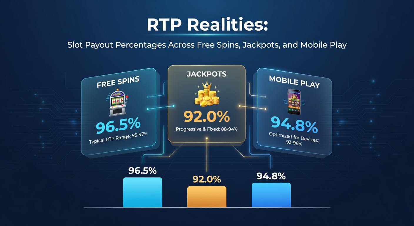 Close-up of a mobile slot screen showing jackpot counters, free spin counters, and RTP info pop-up during play