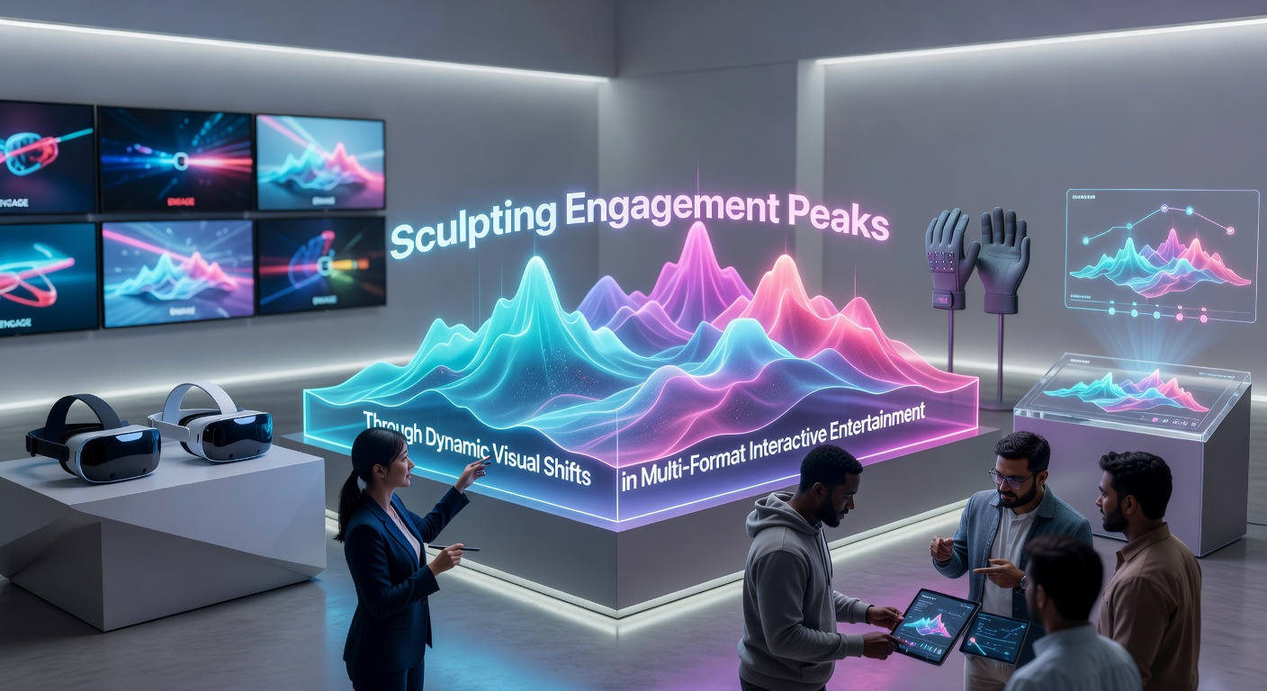 Dynamic visual shifts in interactive entertainment platforms showing color and layout changes across mobile and console formats