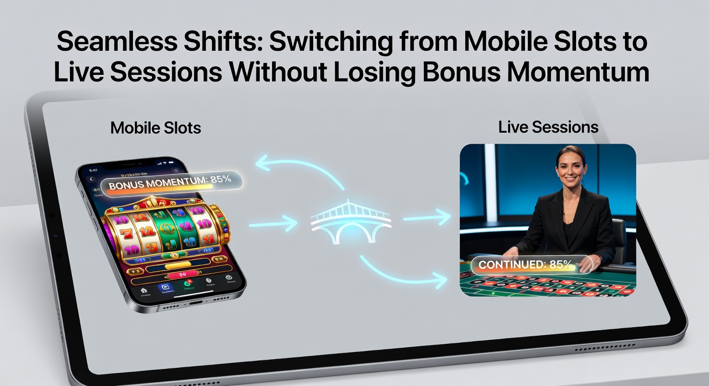 Split-screen view showing mobile slot bonus wheel aligning with live dealer blackjack table, bonus bar filling continuously