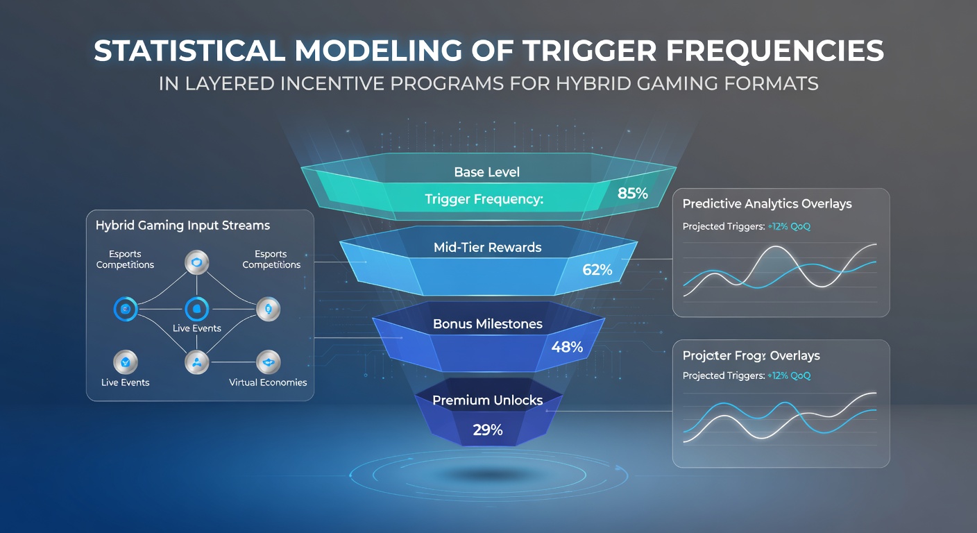 Statistical modeling dashboard displaying trigger frequency data for layered incentives in hybrid gaming platforms